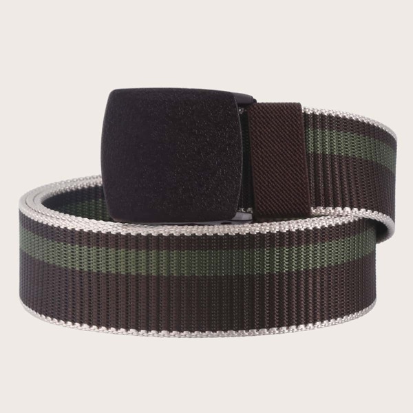 

Men Color Block Tape Belt, Coffee brown