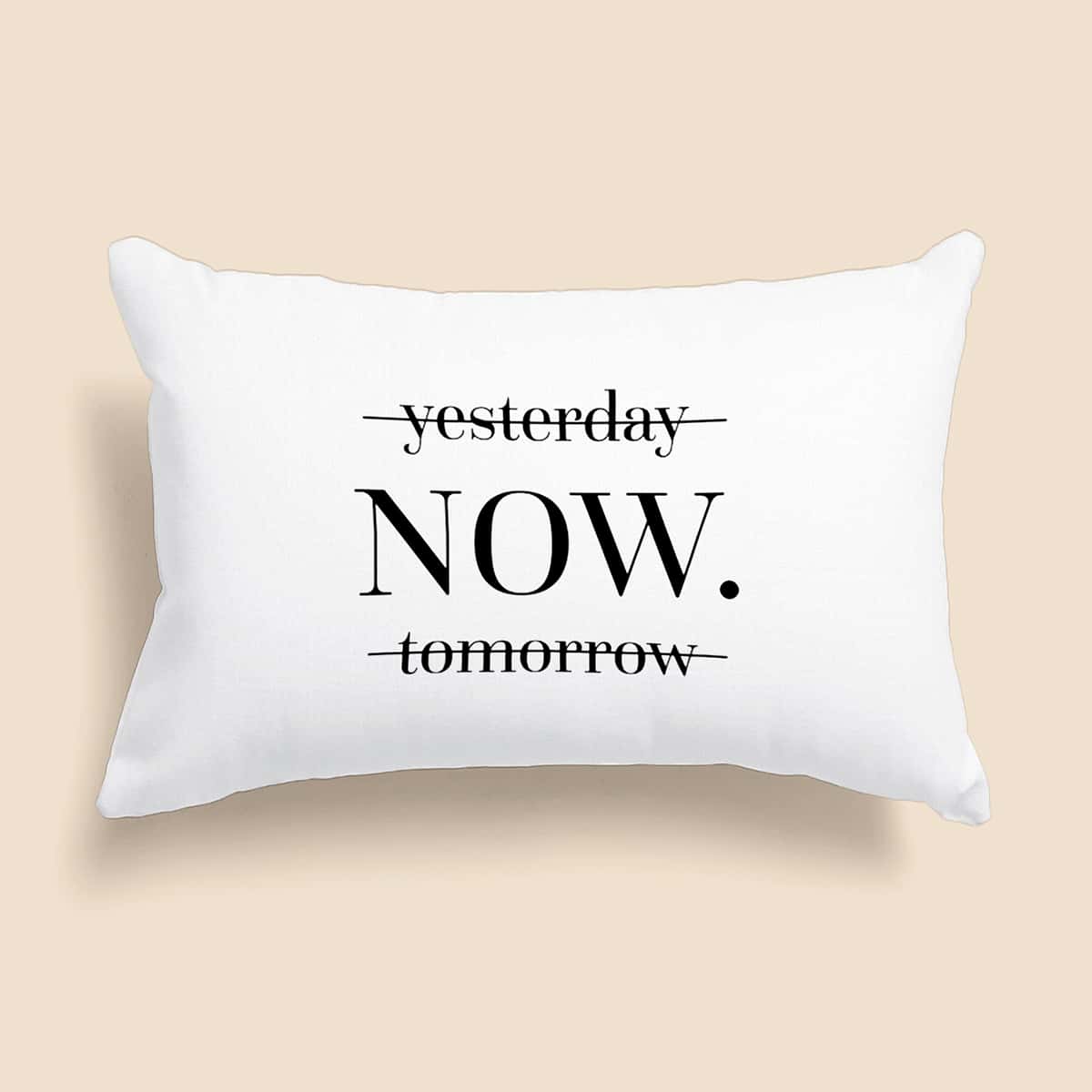 

Slogan Graphic Lumbar Pillow Cover Without Filler, Black and white
