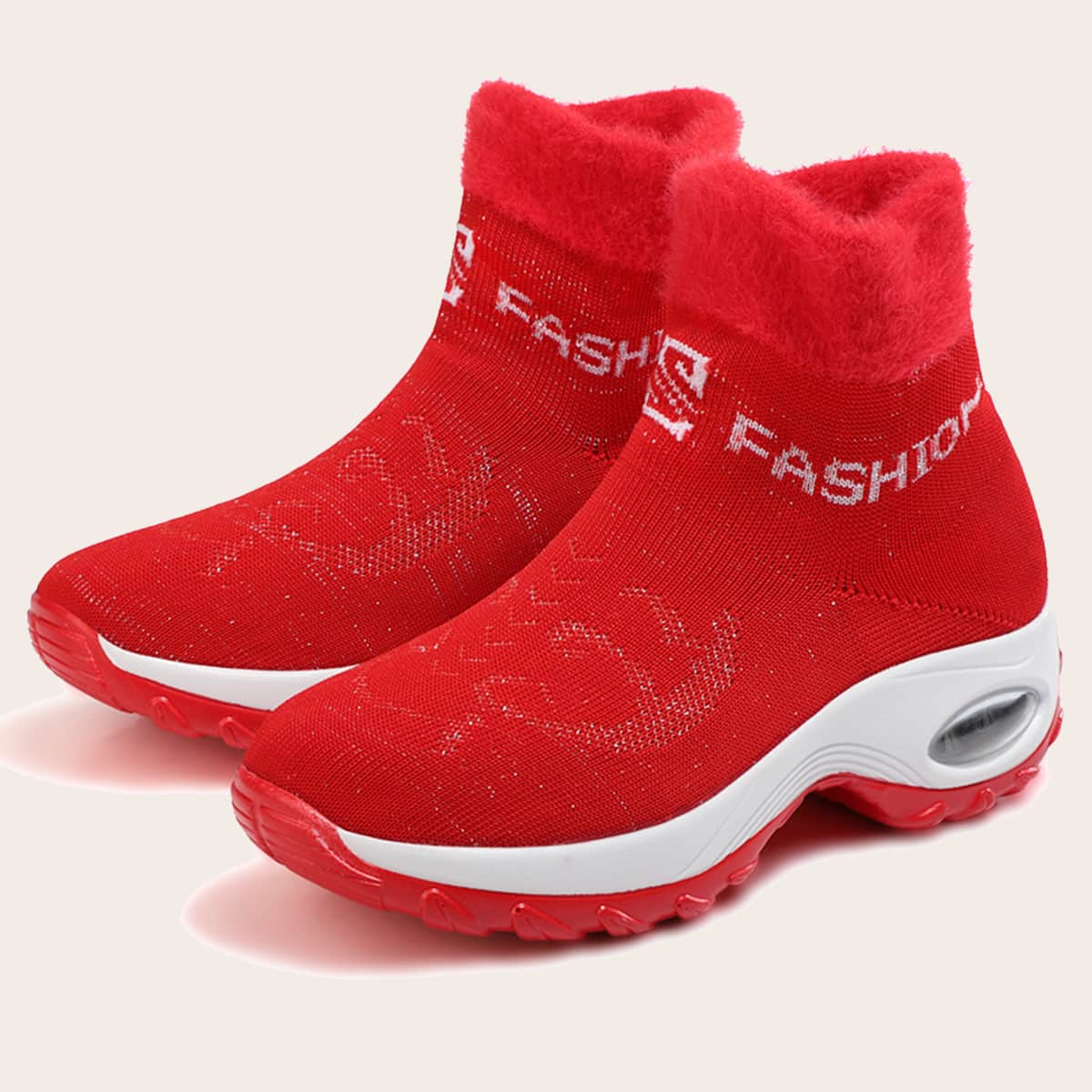 

High Top Air Cushion Running Shoes, Red