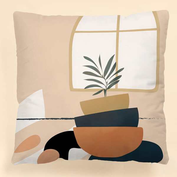 

Abstract Pattern Cushion Cover Without Filler, Beige