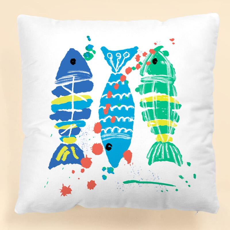 

Fish Print Cushion Cover Without Filler, Multicolor