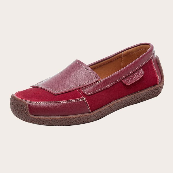 

Suede Panel Loafers, Red
