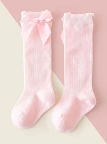 Toddler Girls Bow Decor Socks - Pink - View 1