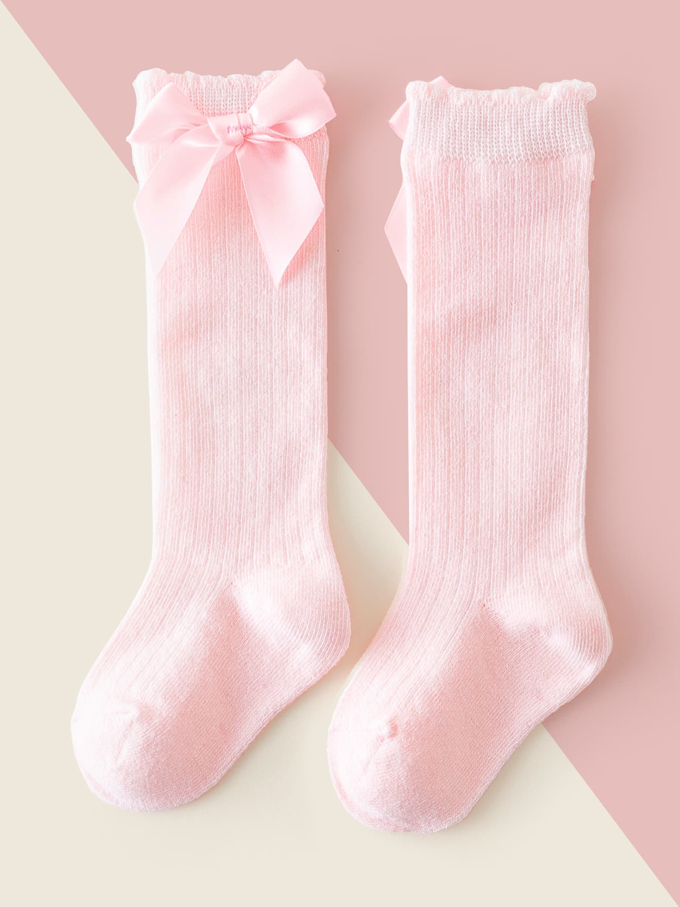 Toddler Girls Bow Decor Socks - Pink - View 1