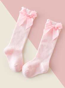 Toddler Girls Bow Decor Socks - Pink - View 2