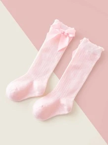 Toddler Girls Bow Decor Socks - Pink - View 4