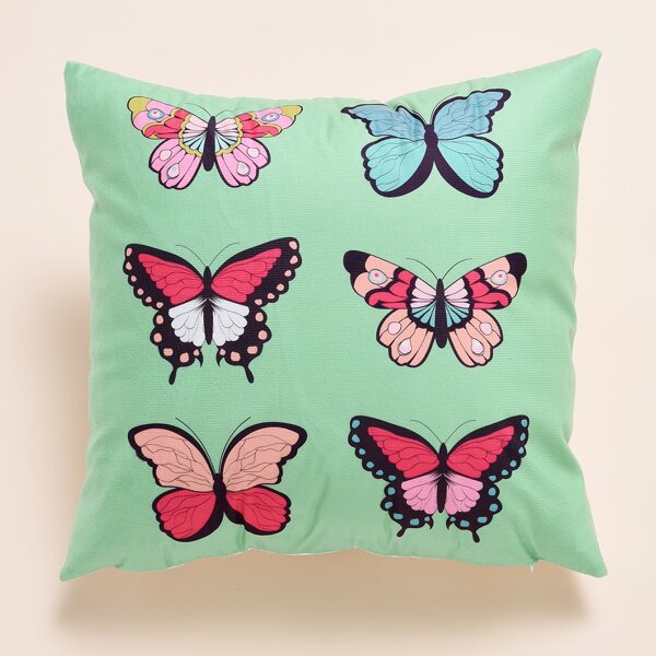 

Butterfly Print Cushion Cover Without Filler, Green