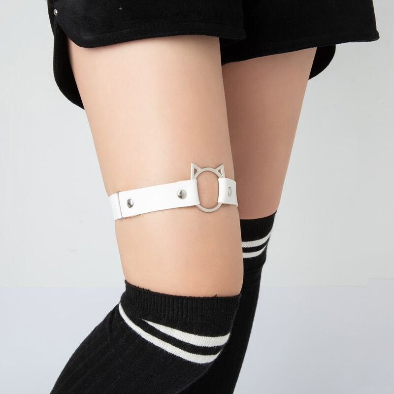 

Cat Ring Thigh Garter, White