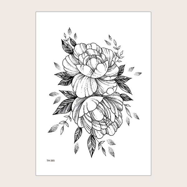

1sheet Flower Pattern Tattoo Sticker, Black and white