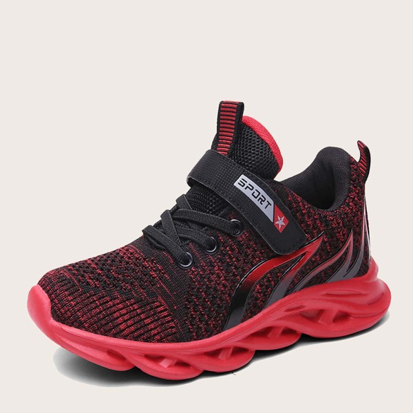 

Boys Velcro Strap Knit Sneakers, Red