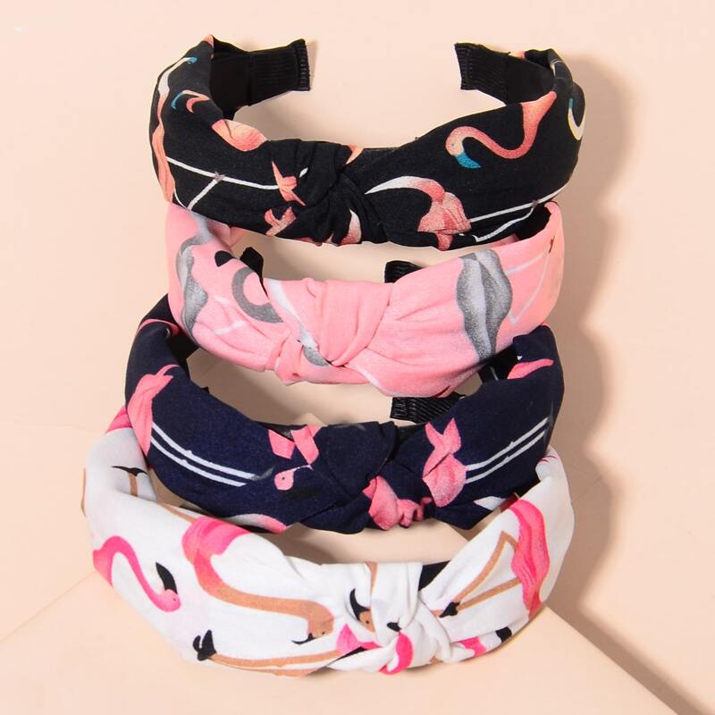 

4pcs Animal Pattern Knot Decor Hair Hoop, Multicolor