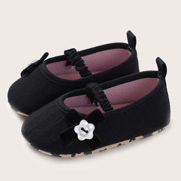 

Baby Girl Minimalist Knit Mary Jane Flats, Black
