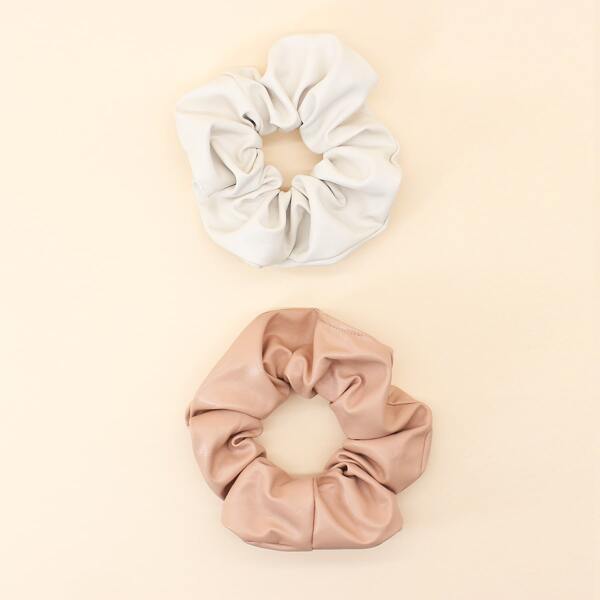 

2pcs Toddler Girls PU Leather Scrunchie, Multicolor
