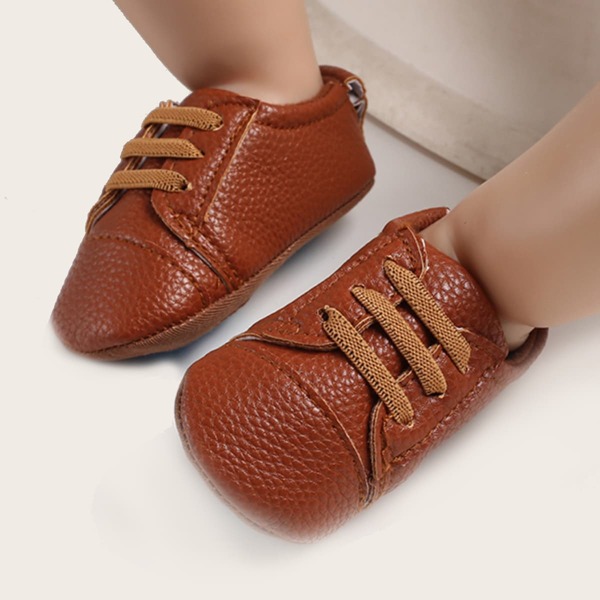

Baby Boy Minimalist Lace-up Front Sneakers, Brown