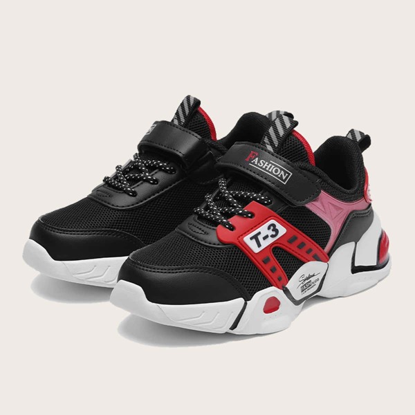 

Boys Color Block Mesh Panel Sneakers, Black