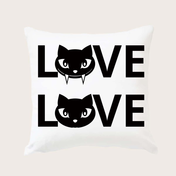 

Letter Graphic Cushion Cover Without Filler, Black and white