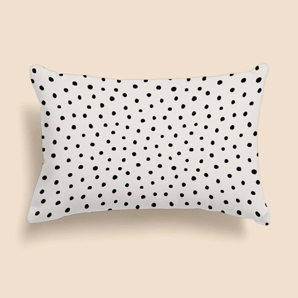 

Polka Dot Lumbar Pillow Cover Without Filler, Black and white