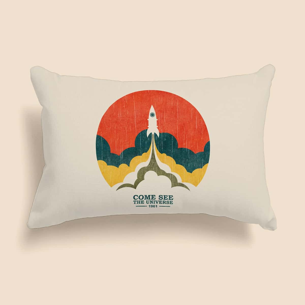 

Rocket Print Lumbar Pillow Cover Without Filler, Multicolor