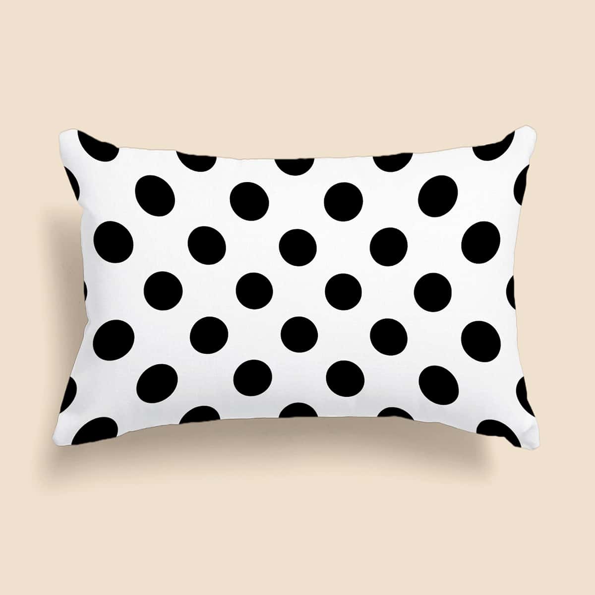 

Polka Dot Lumbar Pillow Cover Without Filler, Black and white