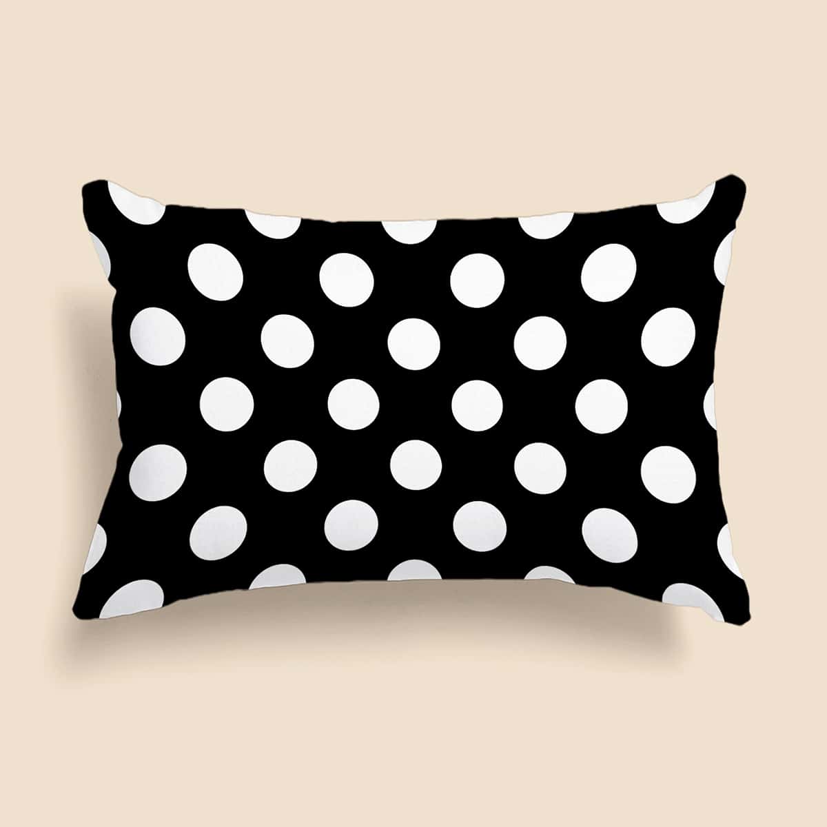 

Polka Dot Lumbar Pillow Cover Without Filler, Black and white