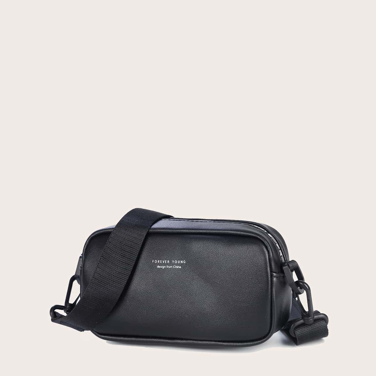 

Letter Graphic Crossbody Bag, Black