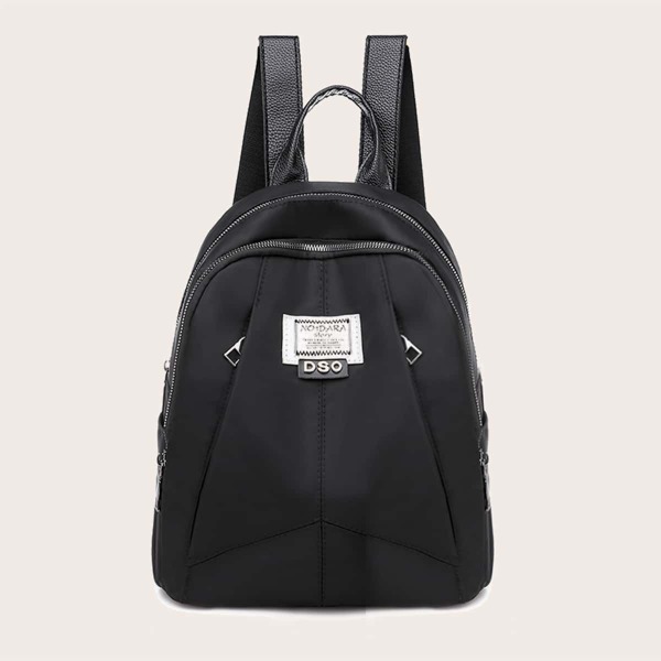 

Letter Patch School Bag, Black