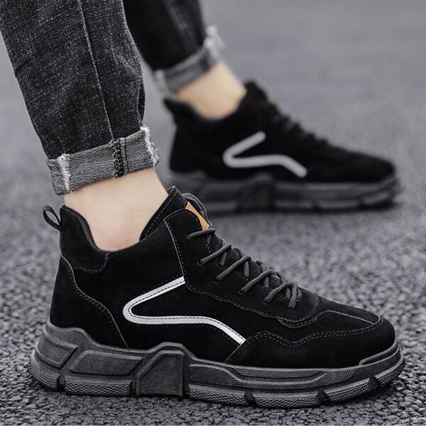 

Men Lace Up Front Skate Shoes, Black