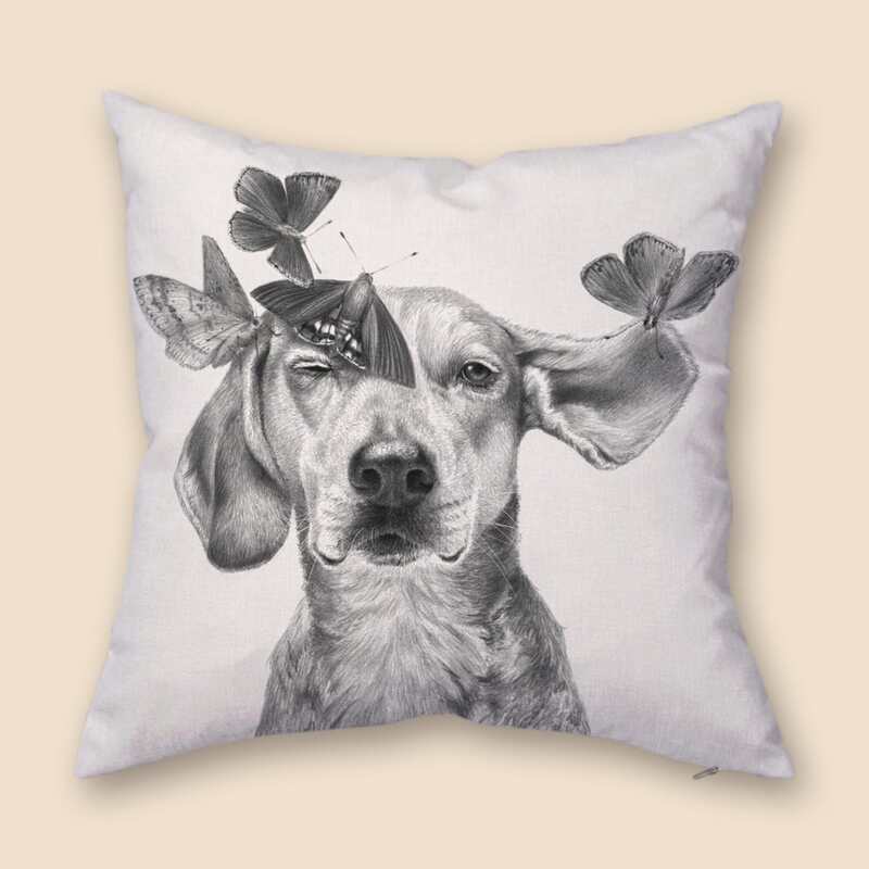 

Dog Print Cushion Cover Without Filler, Grey