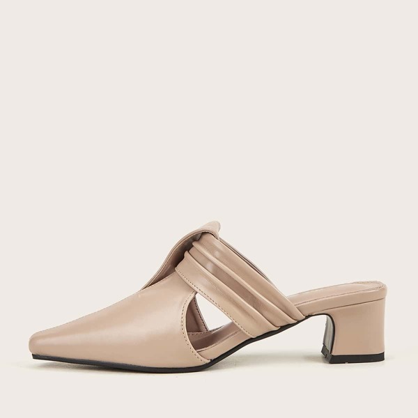 

Square Toe Chunky Heeled Mule Heels, Apricot