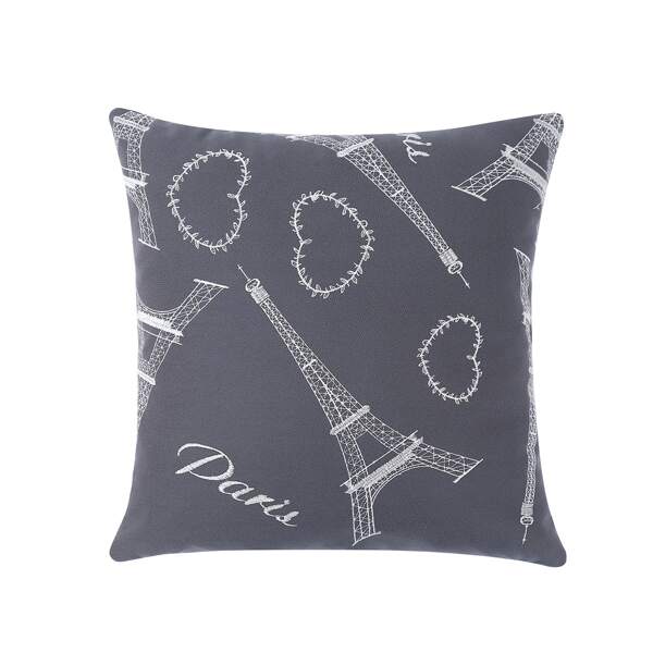 

Heart Print Cushion Cover Without Filler, Dark grey