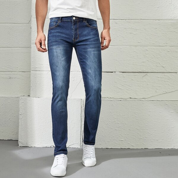

Men Washed Skinny Jeans, Dark wash