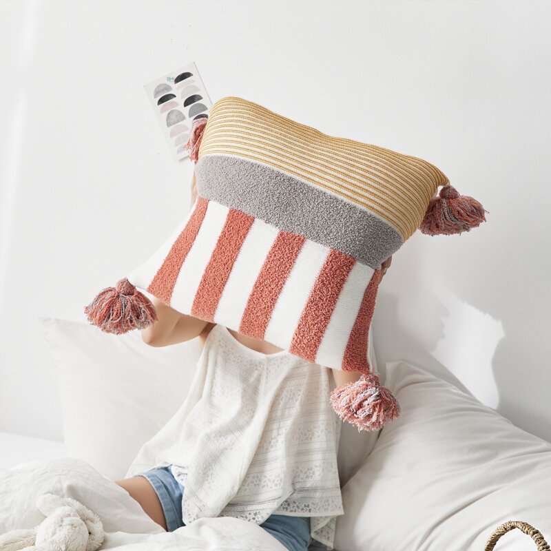 

Tassel Detail Striped Cushion Cover Without Filler, Multicolor