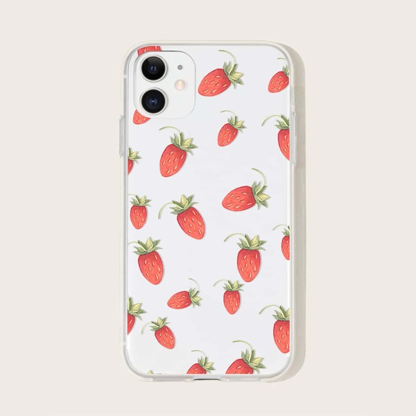 

Strawberry Pattern iPhone Case, Red