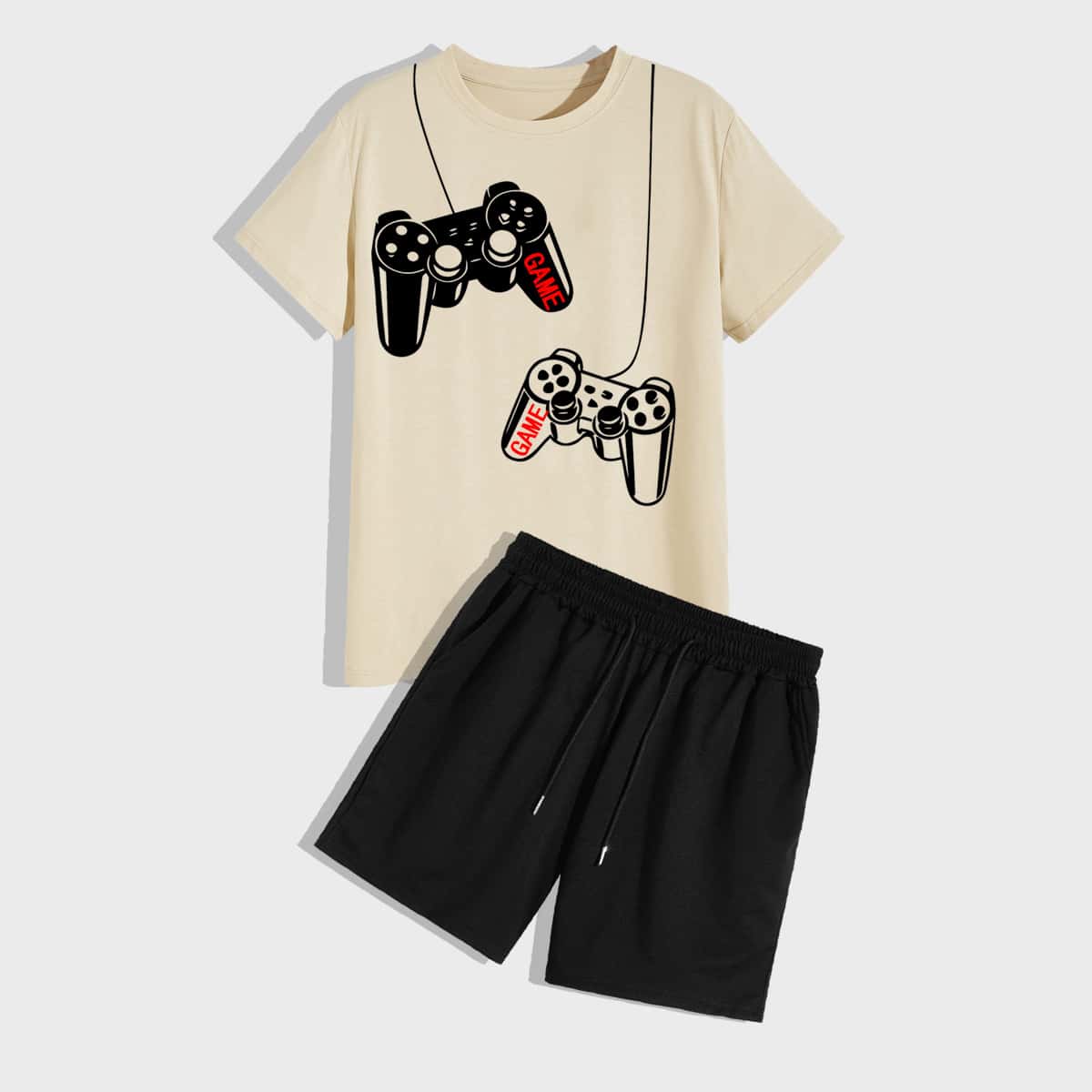 

Guys Gamepad Print Tee & Drawstring Track Shorts, Multicolor