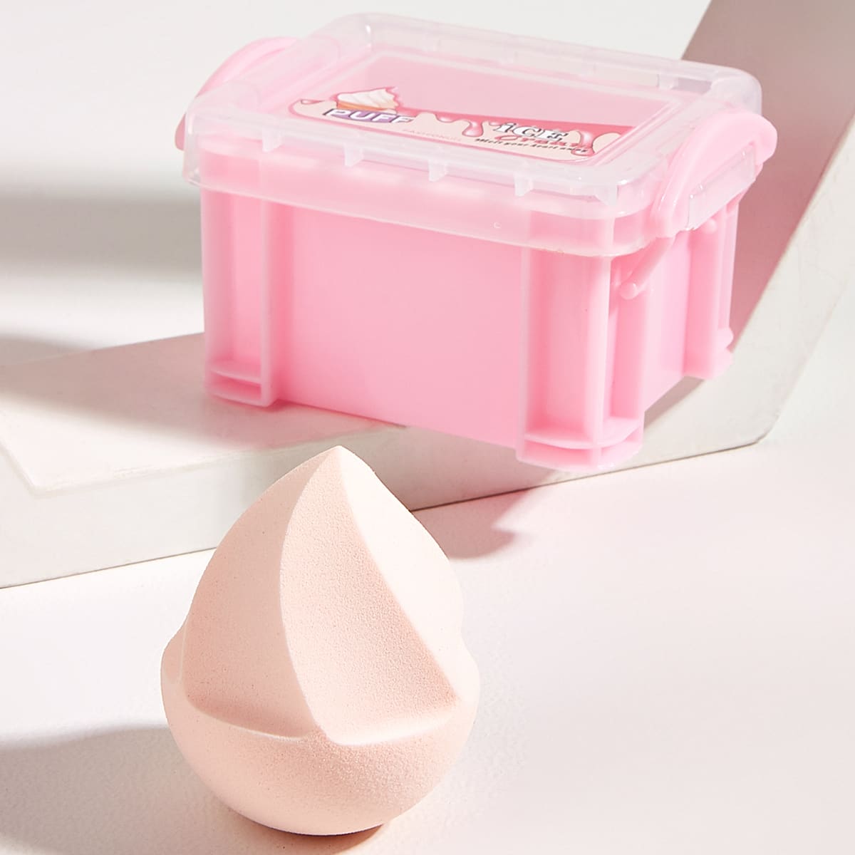 

1pc Makeup Sponge & 1pc Storage Box, Dusty pink