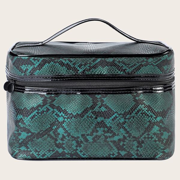 

Snakeskin Pattern Zipper Makeup Bag, Green