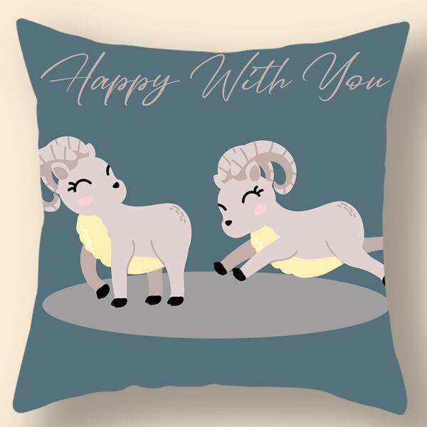 

Cartoon Graphic Cushion Cover Without Filler, Multicolor