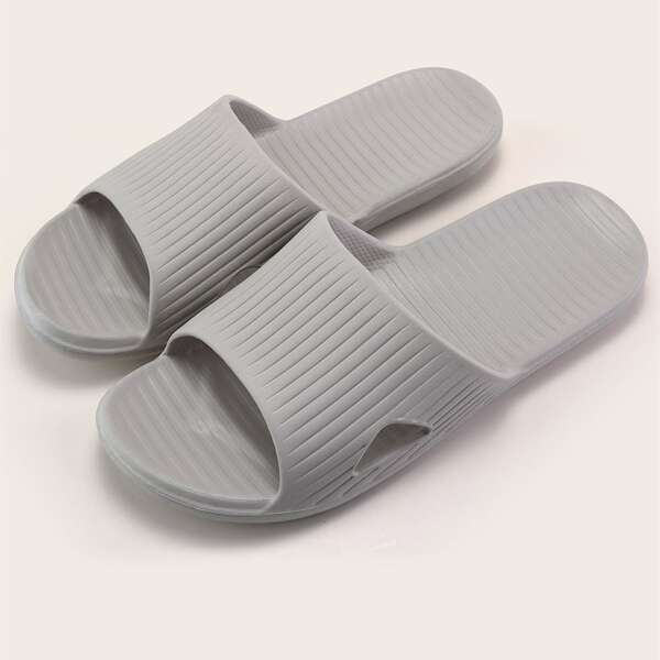 

Men Open Toe Textured Slippers, Light grey