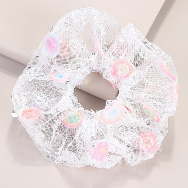 

Flower Mesh Scrunchie, Multicolor