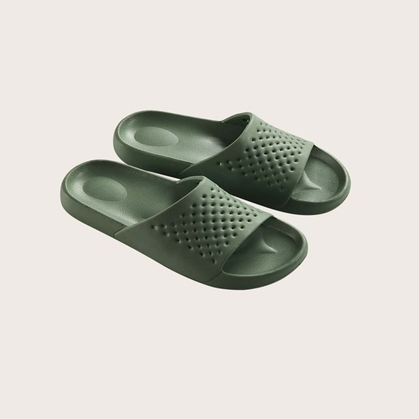 

Open Toe Textured Slides, Army green
