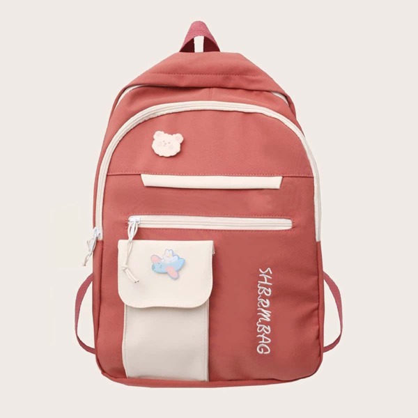 

Large Capacity Cartoon Decor Backpack, Pink