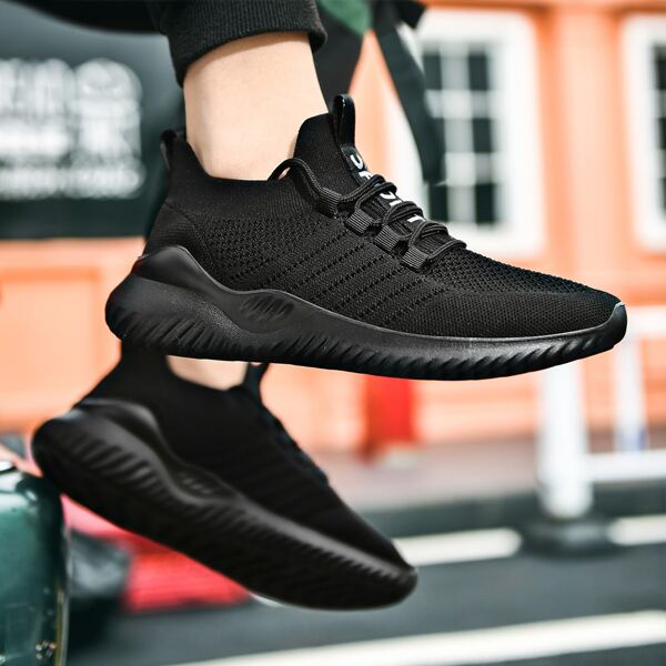 

Men Lace-up Decor Sneakers, Black
