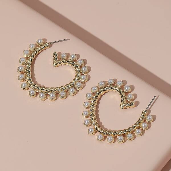 

Faux Pearl Decor Earrings, White