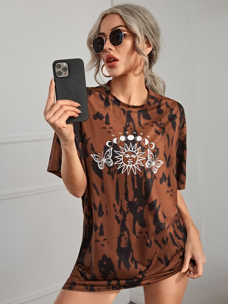 Butterfly And Graphic Print Tee