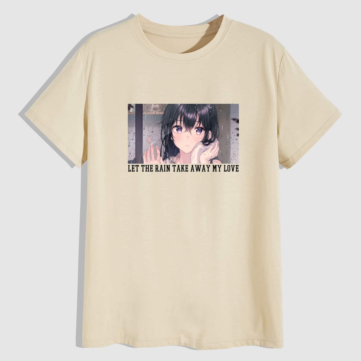 

Men Cartoon Girl And Slogan Graphic Tee, Beige