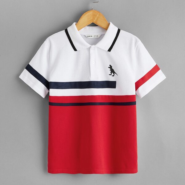 

Boys Dinosaur Print Colorblock Polo Shirt, Multicolor