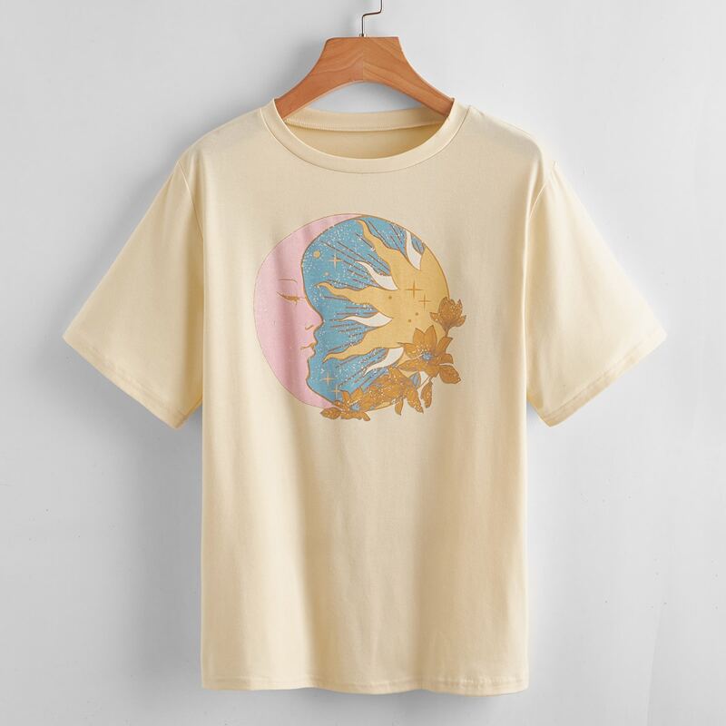 

Sun & Moon Graphic Tee, Beige