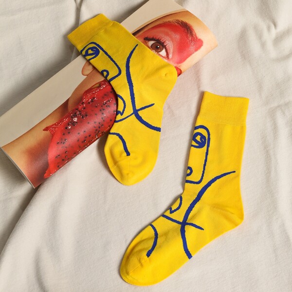 

Graphic Crew Socks, Yellow