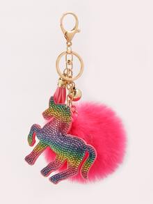 Llavero con pompón - Rosa Fucsia - Ver 1