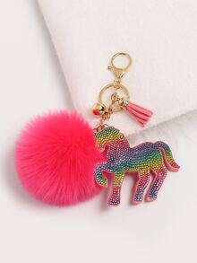 Llavero con pompón - Rosa Fucsia - Ver 3